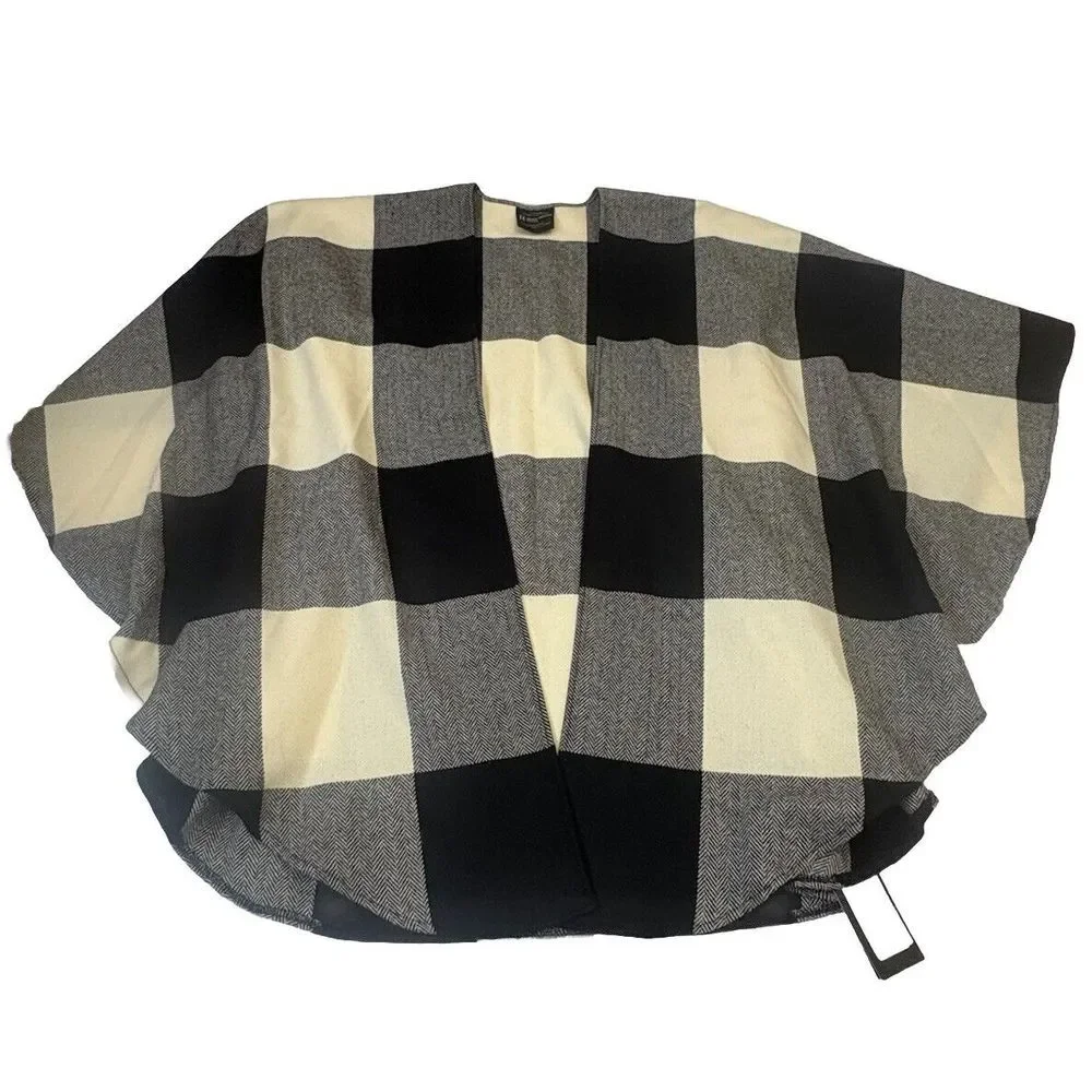 Donegal Irish House Triona Wool Plaid Tweed Shawl Cape Poncho Women One Size NWT
